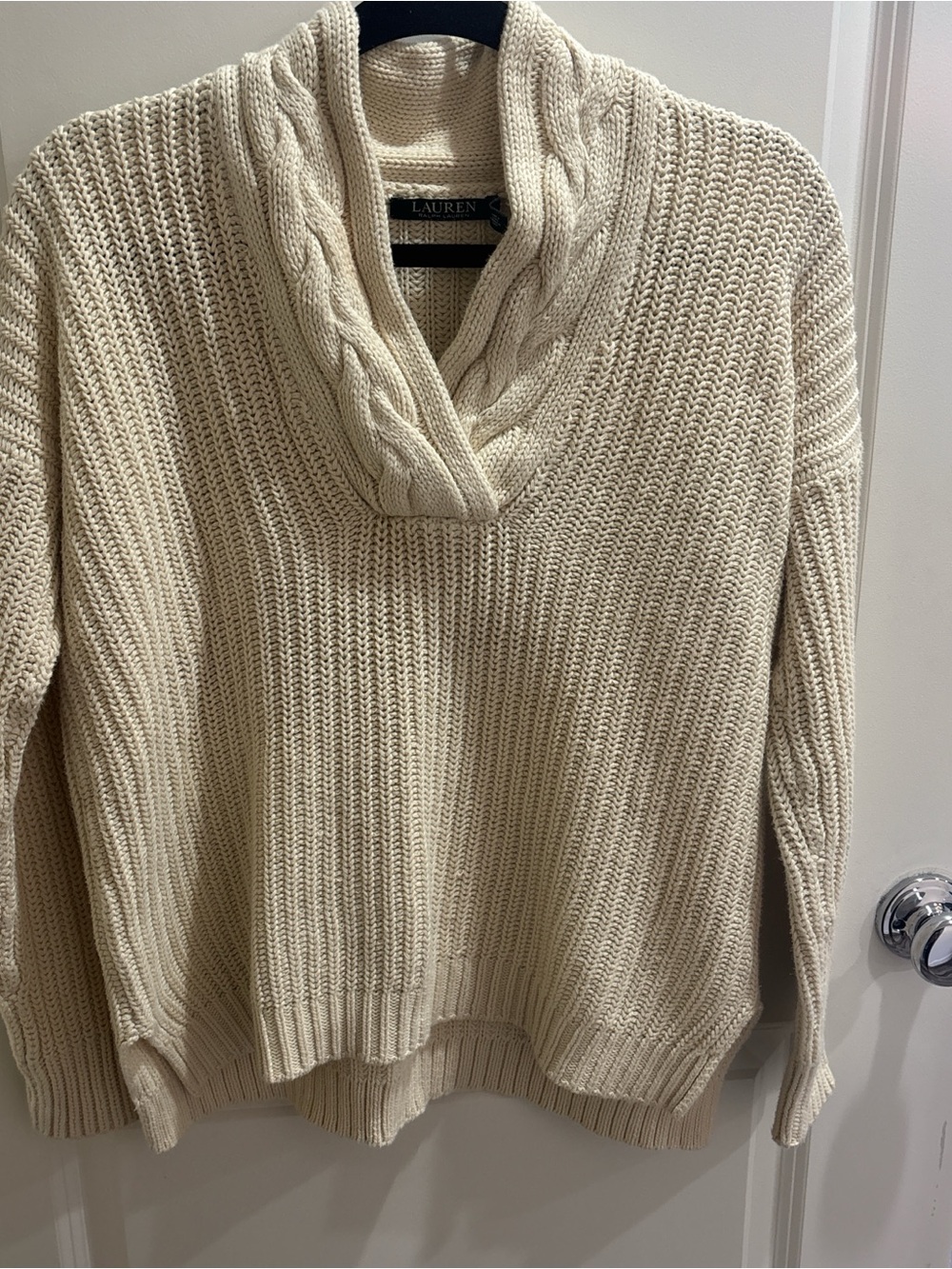 Ralph Lauren Cream Cable Cowl Sweater